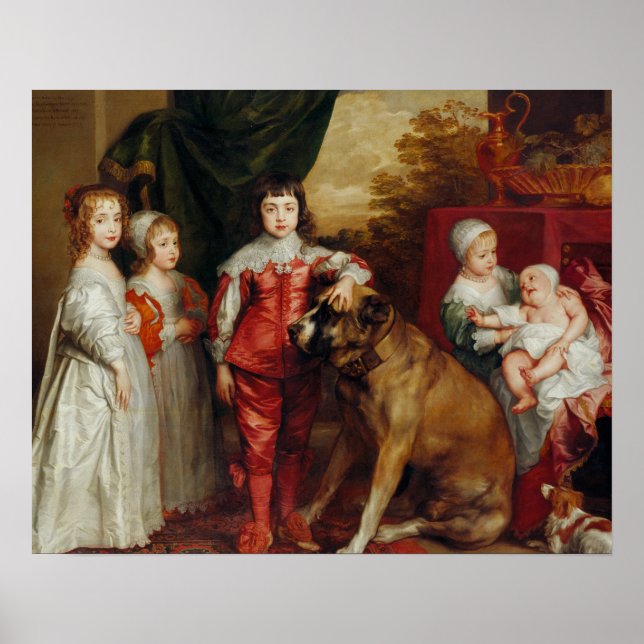 Póster Anthony van Dyck- Cinco hijos mayores de Charles (Frente)