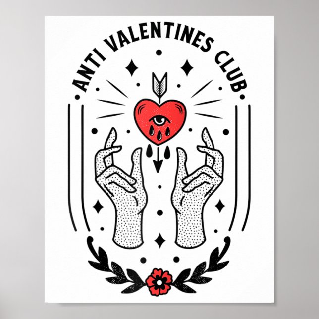 Póster Anti Día de San Valentín Tattoo Raglan Baseball Te (Frente)