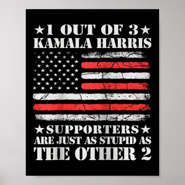 Póster Anti Kamala Harris Estúpido Chiste Bandera Estadou (Frente)