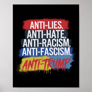 Póster Anti Mentiras Odio Racismo Fascismo Resistir Prote