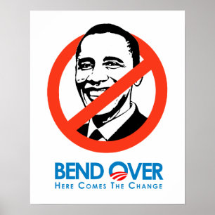 Póster Anti-Obama - curva encima para el cambio