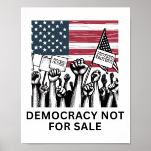 Póster Anti Trump Democracia No Está En Venta Protesta De