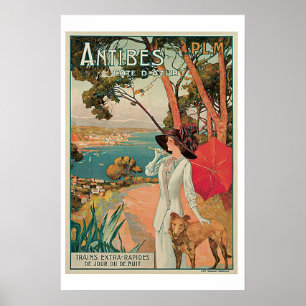 Póster Antibes Cote D Azur Vintage Travel Poster
