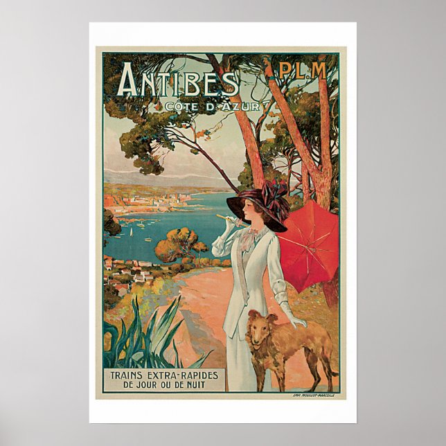 Póster Antibes Cote D Azur Vintage Travel Poster (Frente)