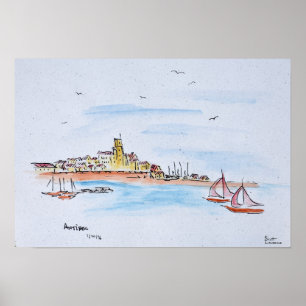 Póster Antibes en el Mediterráneo, Francia