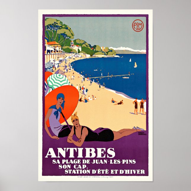 Póster Antibes Juan-les-Pins, Poster de Viajes de la Vint (Frente)