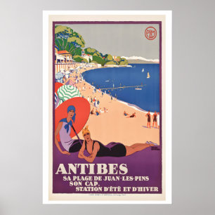 Póster Antibes Riviera Francesa Costa Azul Francia Vintag