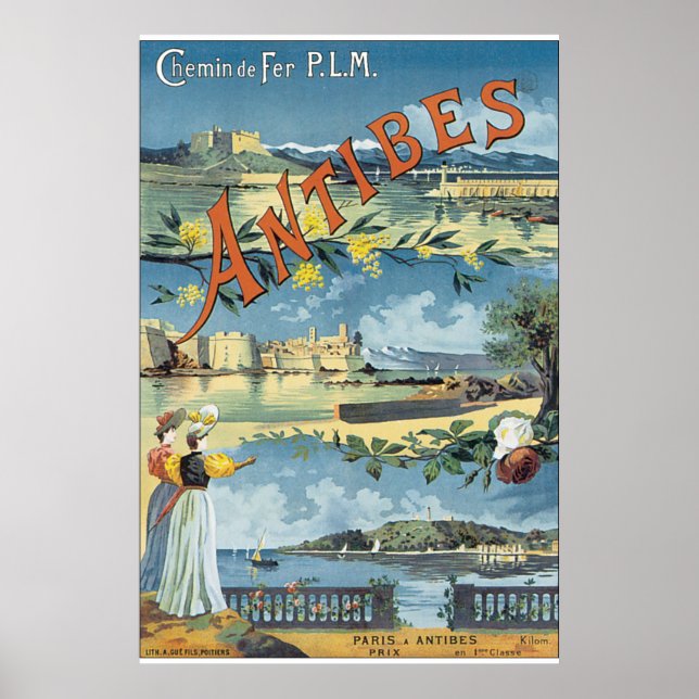 Póster Antibes Vintage Travel Poster (Frente)