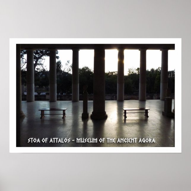 Póster Antigua Agora de Atenas, Grecia. Estúa de Attalos (Frente)