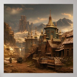 Póster Antigua aldea abandonada del siglo XIX hermosa