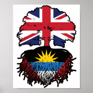 Póster Antigua Antigua Bandera de raíces británicas de ár