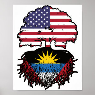 Póster Antigua Antigua Estados Unidos bandera de raíces d