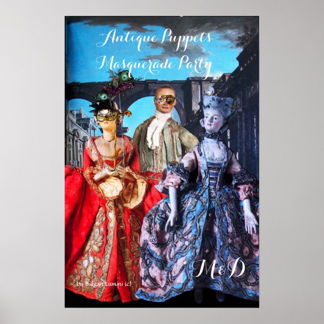 PÓSTER ANTIGUA BOMBARDEOS MASQUERADE FIESTA MONOGRAM (Frente)