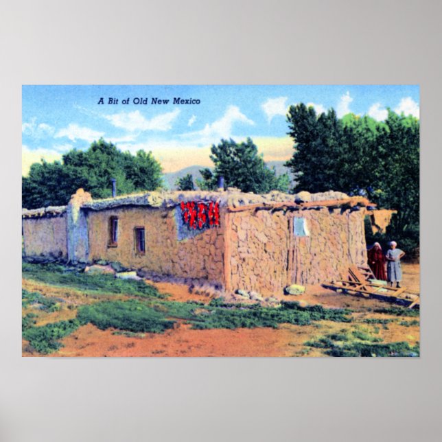 Póster Antigua Casa de Adobe Nuevo México (Frente)