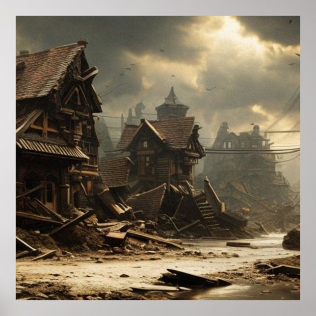 Póster Antigua ciudad abandonada del siglo XIX, calle pri (Frente)