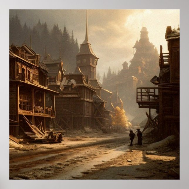 Póster Antigua ciudad abandonada del siglo XIX, calle pri (Frente)