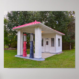 Póster Antigua estación de gas en el roble rojo II, Misso