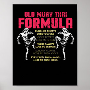 Póster Antigua Fórmula de Muay Thai Boxeo Tailandés Kickb