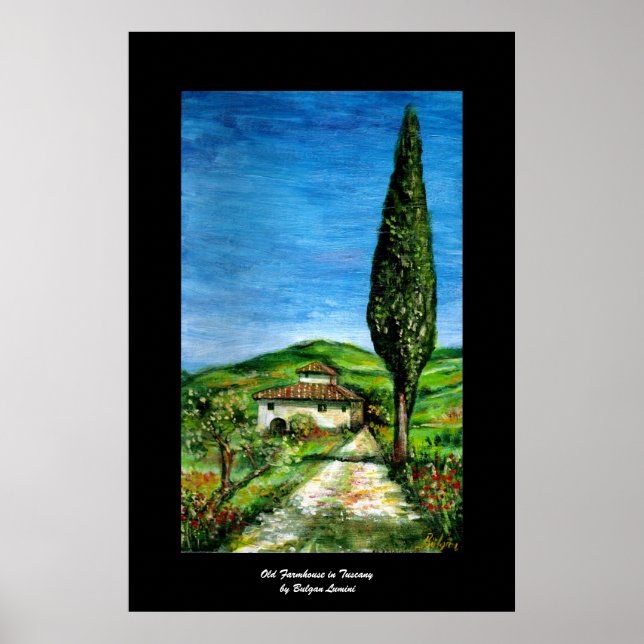 Póster Antigua granja en el paisaje de Chianti-Toscana (Frente)
