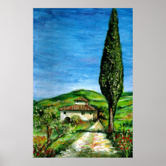 Póster Antigua granja en el paisaje de Chianti-Toscana