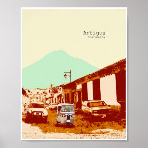 Póster Antigua Guatemala Tuc Tuc y Poster de volcán