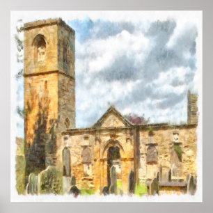 Póster Antigua Iglesia de la Arquitectura Gótica de la Sa