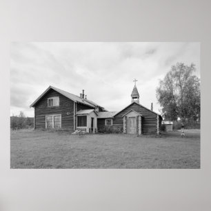 Póster Antigua iglesia y casa parroquial