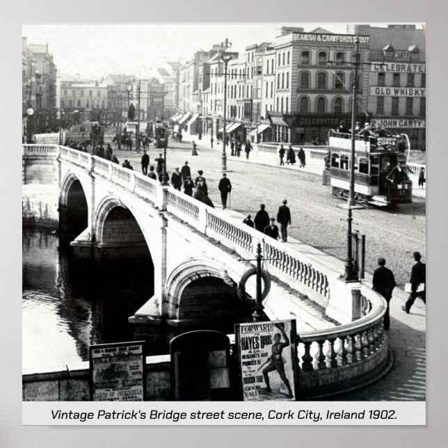 Póster Antigua Irlanda, Puente de Patrick en 1902, Ciudad (Frente)