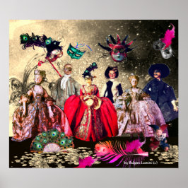 PÓSTER ANTIGUA ITALIANA BOMBA FIESTA DE CÓSTUME MASQUERAD