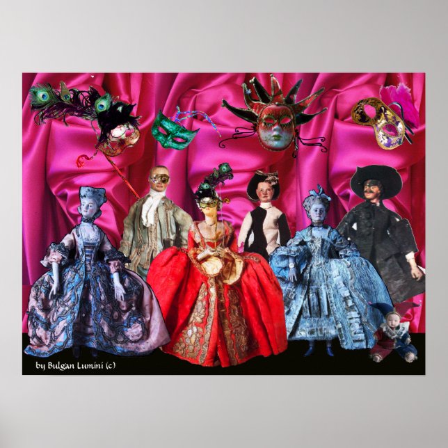 PÓSTER ANTIGUA ITALIANA BOMBA FIESTA DE CÓSTUME MASQUERAD (Frente)