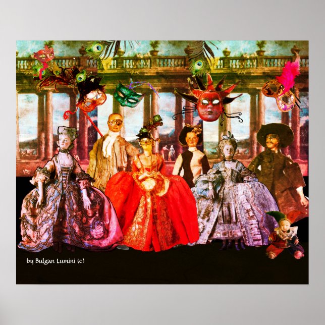 PÓSTER ANTIGUA ITALIANA BOMBA FIESTA DE CÓSTUME MASQUERAD (Frente)