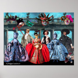 PÓSTER ANTIGUA ITALIANA BOMBA FIESTA DE CÓSTUME MASQUERAD