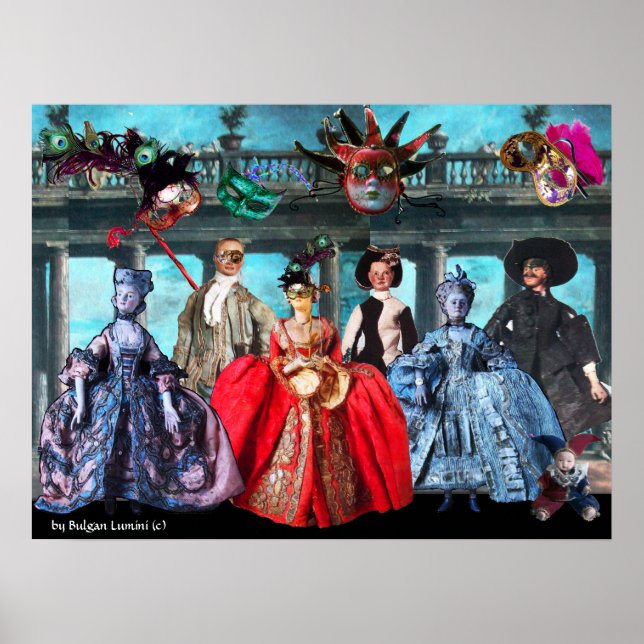 PÓSTER ANTIGUA ITALIANA BOMBA FIESTA DE CÓSTUME MASQUERAD (Frente)