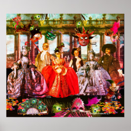 PÓSTER ANTIGUA ITALIANA BOMBA FIESTA DE CÓSTUME MASQUERAD