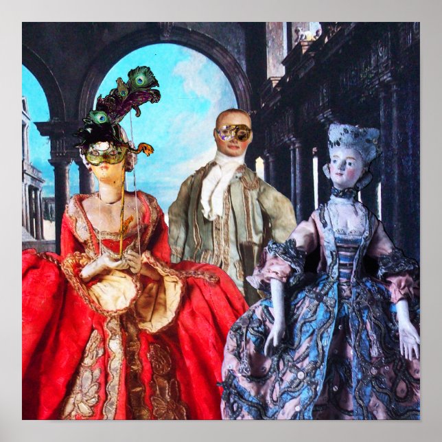 PÓSTER ANTIGUA ITALIANA BOMBA FIESTA DE CÓSTUME MASQUERAD (Frente)