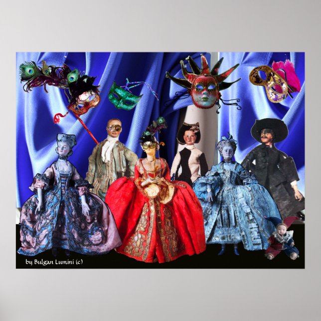 PÓSTER ANTIGUA ITALIANA BOMBA FIESTA DE CÓSTUME MASQUERAD (Frente)