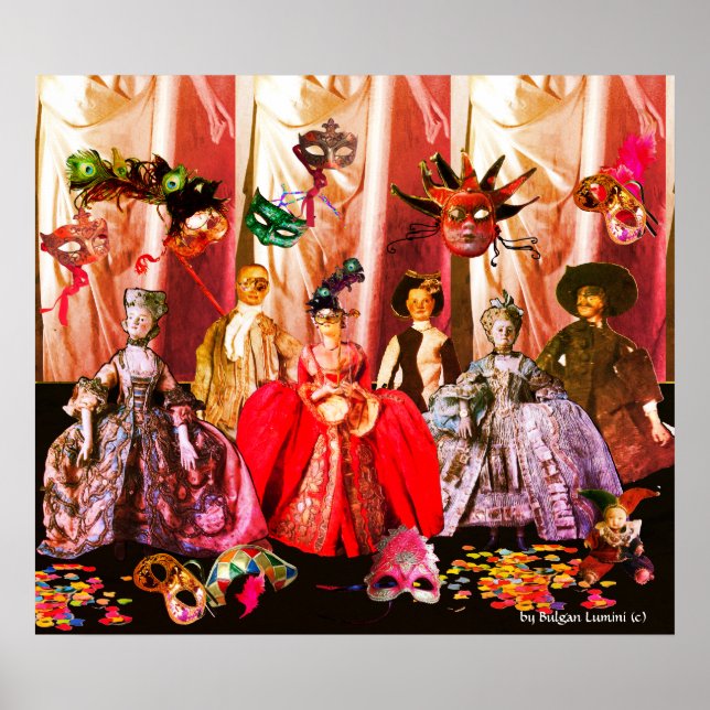 PÓSTER ANTIGUA ITALIANA BOMBA FIESTA DE CÓSTUME MASQUERAD (Frente)