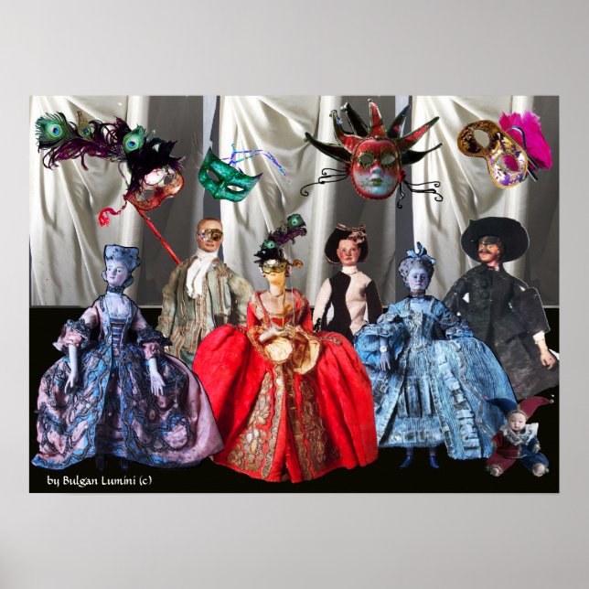 PÓSTER ANTIGUA ITALIANA BOMBA FIESTA DE CÓSTUME MASQUERAD (Frente)