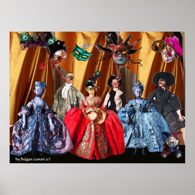 PÓSTER ANTIGUA ITALIANA BOMBA FIESTA DE CÓSTUME MASQUERAD (Frente)