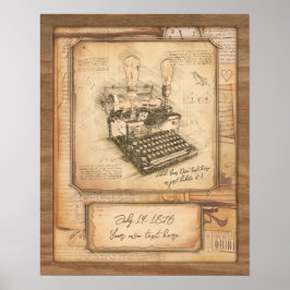 Póster Antigua máquina de escribir. Regalo de autor/escri