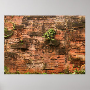 Póster Antigua pared de ladrillo roto