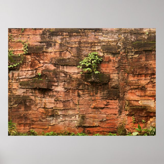 Póster Antigua pared de ladrillo roto (Frente)
