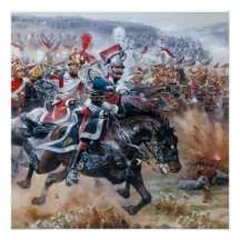 Antigua pintura de la escena de la batalla napoleó