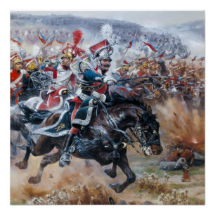 Póster Antigua pintura de la escena de la batalla napoleó