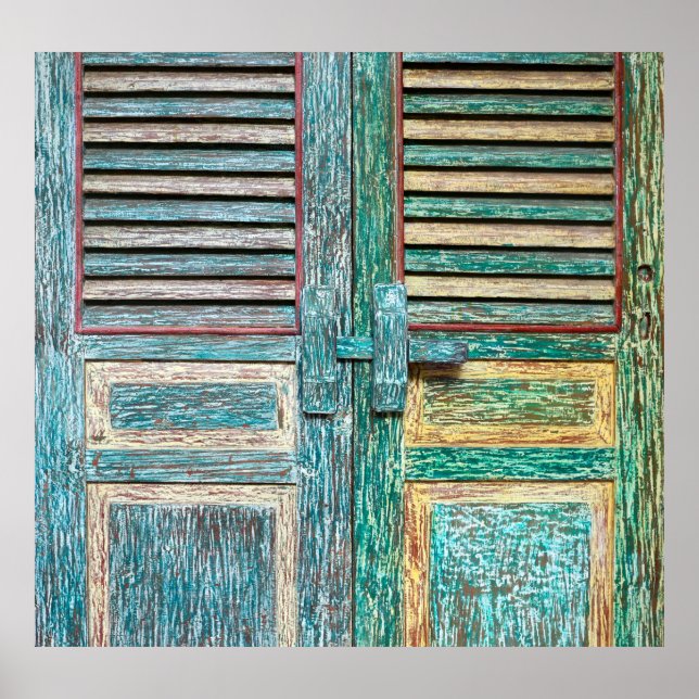 Póster antigua puerta de madera de época (Frente)