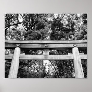 Póster Antigua puerta del santuario Meiji en el Parque Yo