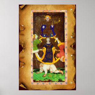 PÓSTER ANTIGUA RENAISSANCE TAROTS 10/RUEDA DE FORTUNE