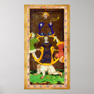 PÓSTER ANTIGUA RENAISSANCE TAROTS 10/RUEDA DE FORTUNE