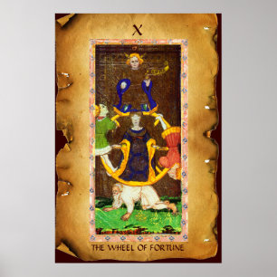 PÓSTER ANTIGUA RENAISSANCE TAROTS 10/RUEDA DE FORTUNE