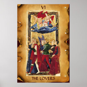 PÓSTER ANTIGUA RENAISSANCE TAROTS 6 / LOS AMANTES